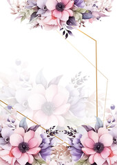 Luxury botanical gold wedding frame elements 