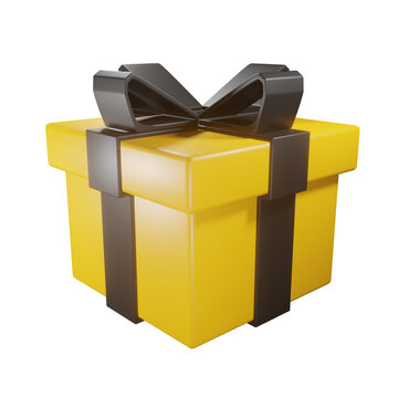 3D yellow gift box icon. 3D yellow gift box illustration
