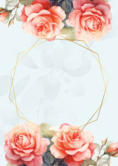 Fototapeta na wymiar Luxury botanical gold wedding frame elements 