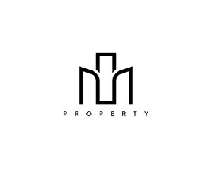 Real estate logo design concept. Building logo. Modern apartment, palace, architecture, construction, skyscrapers, cityscape, residence, property logo design template.