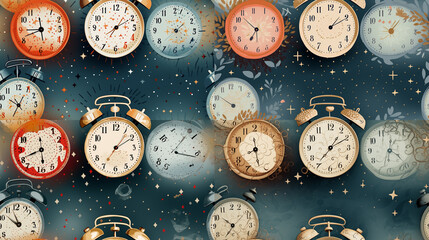 time is concept. many clocks . surrealism 