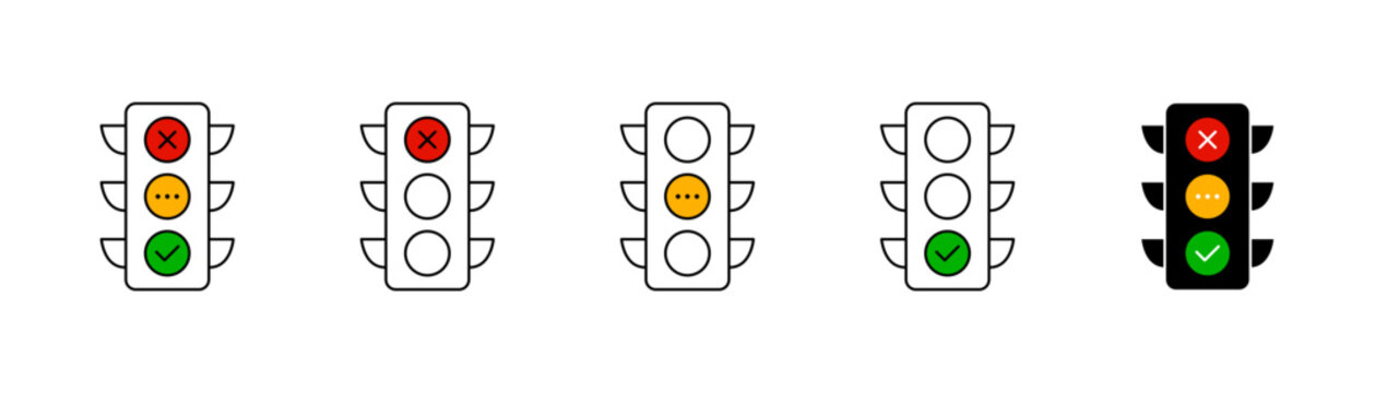 Traffic light icon set. Stoplight sign. Traffic control icon collection. EPS 10
