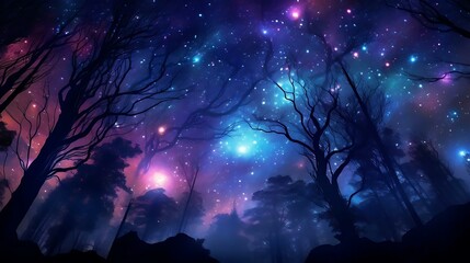 Fototapeta premium a tree with lights in the sky