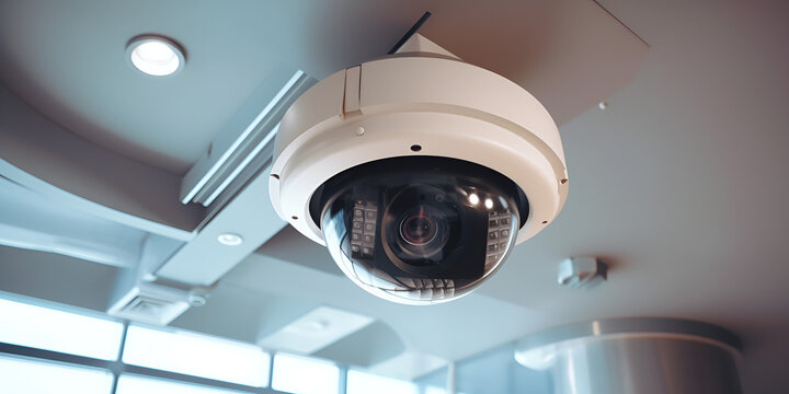 security camera on a wall, Professional home cctv and video security cameras , generative Ai