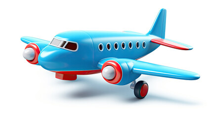 3d cute airplane icon model rendered isolated on white background