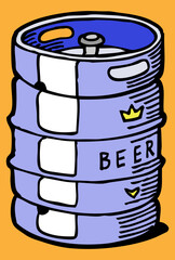 blue metal barrel with beer
