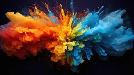 Obraz na płótnie Canvas visualization of fractal waves, color burst, colorful, rainbow, generative ai
