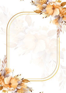 Luxury botanical gold wedding frame elements 