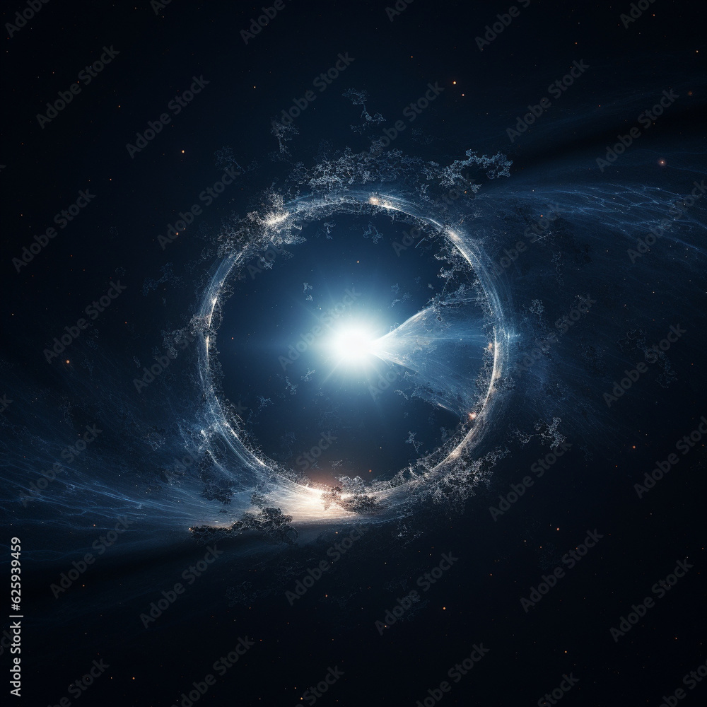 Wall mural planet in space, the big circle lighting on background of space. digital technology concept, illustr