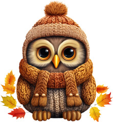Cute Crochet Knitting Autumn Owl Clipart