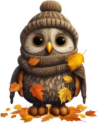 Cute Crochet Knitting Autumn Owl Clipart