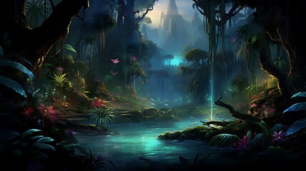 Fototapeta premium a stream in a tropical forest