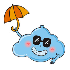 cloud with umbrella cartoon.  illustraion with transparent backgound. Quality 300 Dpi.