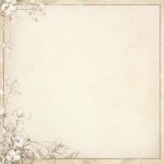 Square blank vintage floral paper background for printable digital paper, art stationery and greeting card illustration
