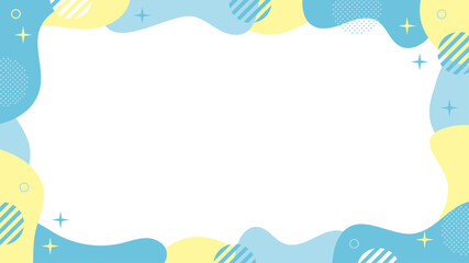 抽象的　幾何学　フレーム 　水色　黄色　キラキラ　水玉