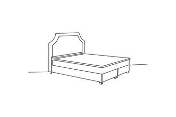 Bed continuous line vector illustration