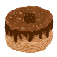 chocolate muffin with chocolate. Hand drawing with digital file. Good quality for print out with 300 dpi. 