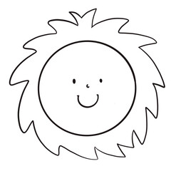 Sun shine , cartoon illustraion with transparent backgound. Quality 300 Dpi, good quality for printing to make coloring book for kids.