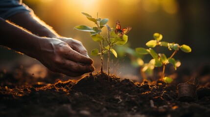 Fototapeta premium person holding a plant