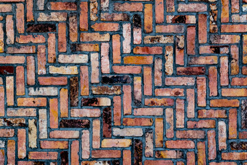 red herringbone brick background wall