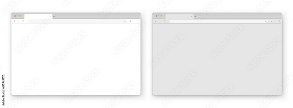 Poster a set of browser window in white and gray on a blue background. website layout with search bar, tool