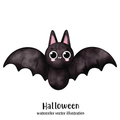 Fototapeta premium Cute Bat, Bat, Bat illustration, watercolor, Halloween, Cute Halloween Bat, Halloween illustration