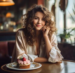 portrait of a woman in the cafe, woman in cafe, young fasion woman in the cafe