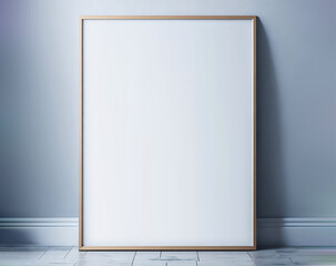 Blank Mock-up poster frame in a home interior. Nature concept Mock Up design template with picture frame for presentation or preview images. Ai Generated.