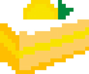 Fototapeta premium Cake cartoon icon in pixel style.
