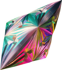 Colorful Abstract Beveled Geometric Gemstone Shapes on Transparent Background