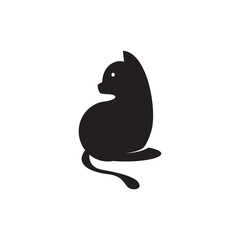 black kitten abstract logo design vector illustration