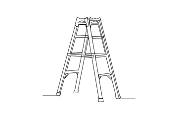 continuous line art drawing of folding ladder