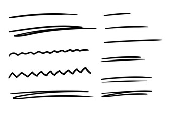 Hand drawn underlines. Stroke, lines, scribbles, strikethroughs, speech bubbles. Abstract lines for the design of handwritten text.