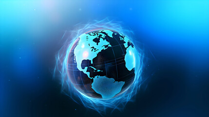 Globe design on blue background. modern digital art illustration, background,  Generative AI
