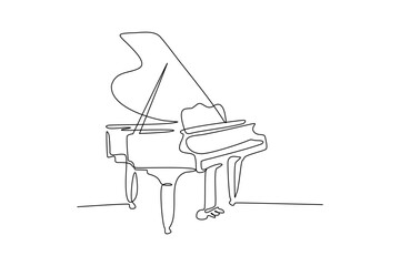 vintage piano continuous line art drawing