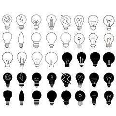 Bulb icon vector set. Light illustration sign collection. Electricity symbol or logo.