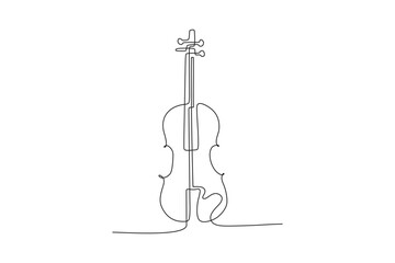 violin continuous line art drawing - obrazy, fototapety, plakaty