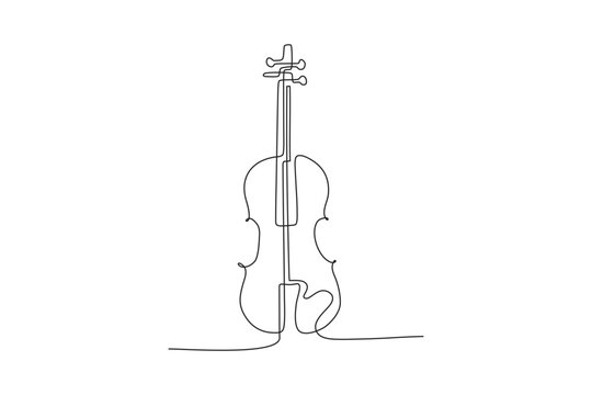 violin continuous line art drawing