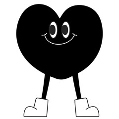 Heart groovy retro character cartoon
