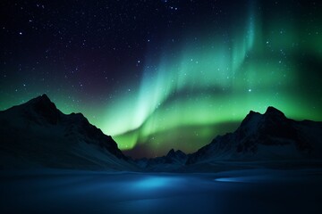 Photography of night landscapes with starry sky and aurora borealis, Generative AI - obrazy, fototapety, plakaty
