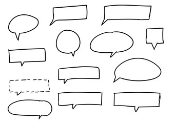 Hand drawn set speech bubbles. Abstract lines for the design of handwritten text. Talk bubble. Cloud speech bubbles collection. Vector