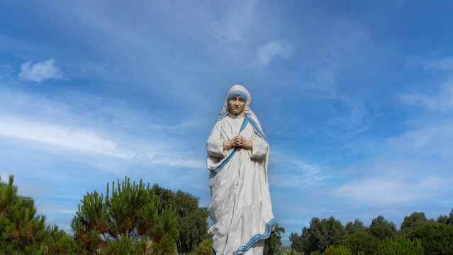 Pabillonis, ITALY - May 19th, 2023 Mother Teresa of Calcutta statue.