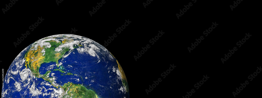 Canvas Prints planet earth globe from space isolated on black background banner or header with copy space.