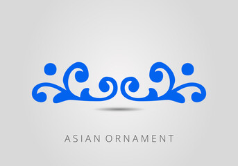 Vintage ornate linear ornament in Kazakh traditional style. Asian floral designs. Abstract Asian elements of the national pattern of the ancient nomads of the Kyrgyz, Mongols, Kazakhs, Tatars.