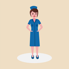 A nurse ready for work in uniform.Middle aged, Senior Female nurse, physical therapist.Vector illustration.