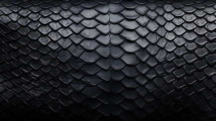 Foto op Canvas Background texture black leather reptiles. Snake skin or dragon scale texture © brillianata