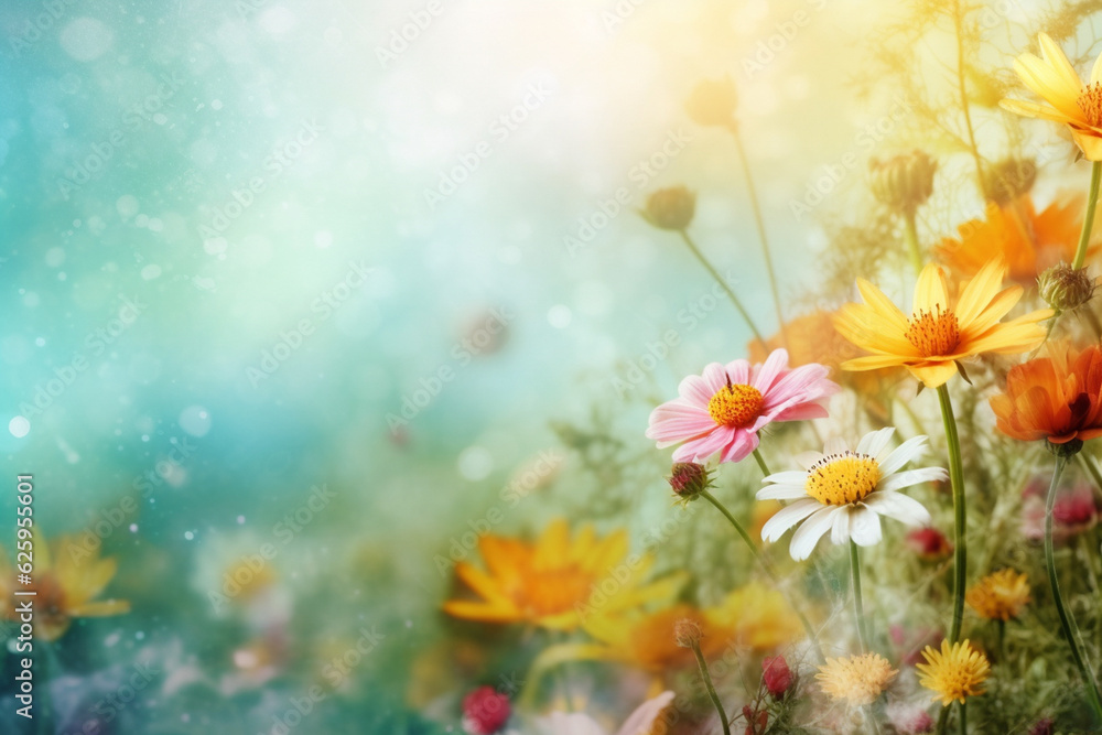 Aufkleber blurred spring flower with bokeh for backgrounds. generative ai