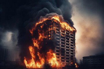 3d rendering of the scene of a large fire Generative AI