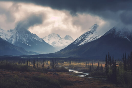 beautifull picture during a hiking trip to the swiss mountains Generative AI