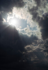 Fototapeta premium 空 雲 太陽 薄明光線 天使のはしご cloud sunny sky panorama 